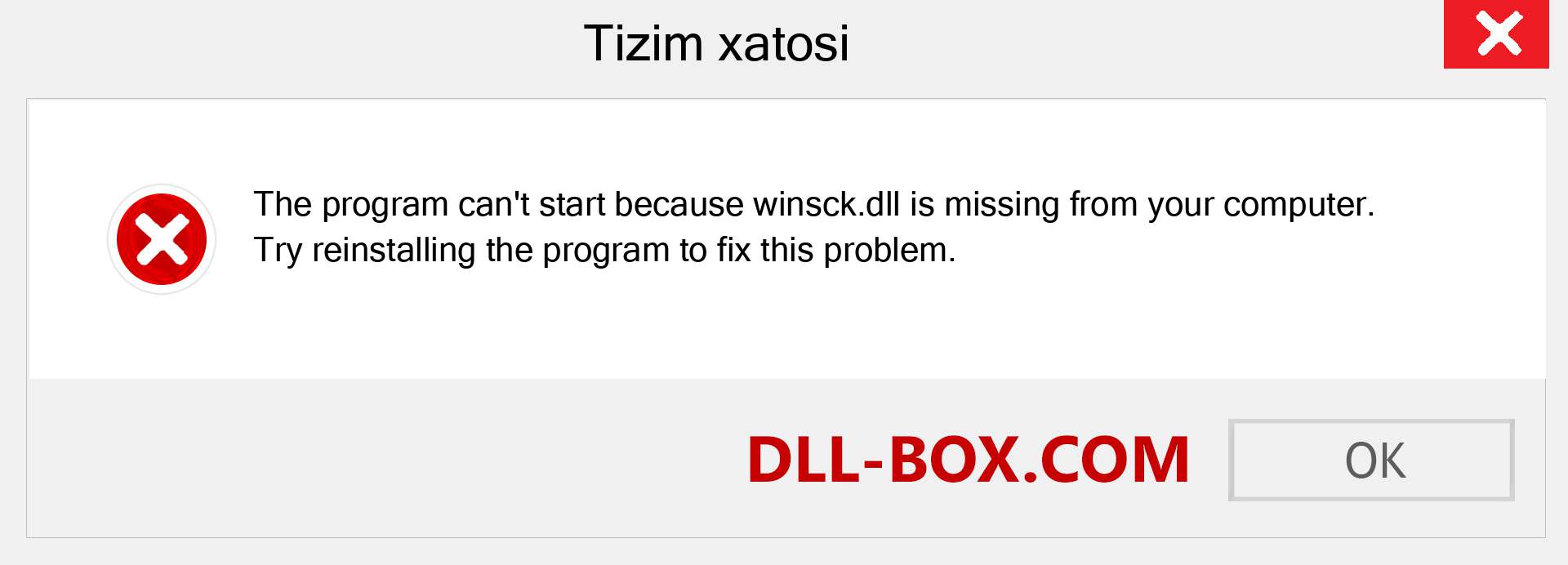 winsck.dll fayli yo'qolganmi?. Windows 7, 8, 10 uchun yuklab olish - Windowsda winsck dll etishmayotgan xatoni tuzating, rasmlar, rasmlar